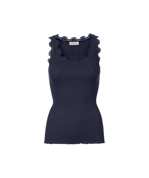Babette - Silk Top w/lace - 135 NAVY