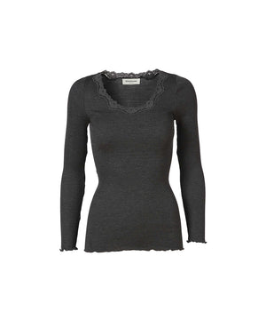 Vintage Lace - T-shirt Regular Ls - 009 DARK GREY