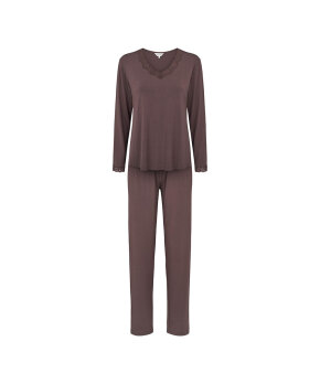 Lady Avenue - Bamboo long sleeve pyjamas with lace