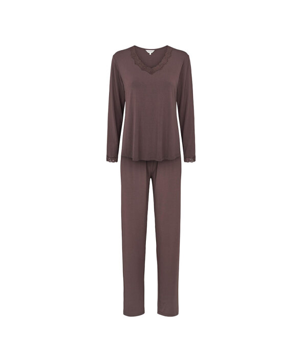 Lady Avenue - Bamboo long sleeve pyjamas with lace