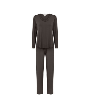 Lady Avenue - Bamboo long sleeve pyjamas with lace