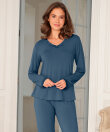 Lady Avenue - Bamboo long sleeve pyjamas with lace