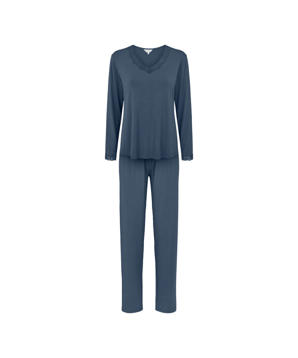Lady Avenue - Bamboo long sleeve pyjamas with lace