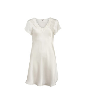 Lady Avenue - Pure Silk Nightgown w.lace, short sleeve