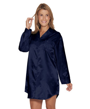 Lady Avenue - Homewear - Cotton & satin Satin Long Sleeve Nightshirt