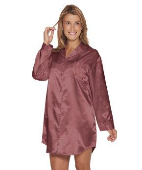 Lady Avenue - Homewear - Cotton & satin Satin Long Sleeve Nightshirt