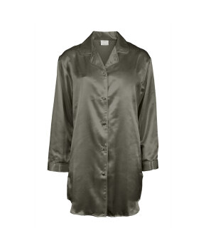 Lady Avenue - Homewear - Cotton & satin Satin Long Sleeve Nightshirt