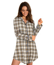 Lady Avenue - Homewear - Cotton & satin Cotton Flannel Nightshirt