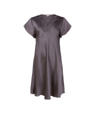 Lady Avenue - Pure Silk Nightgown w.lace, short sleeve