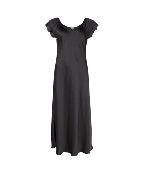 Lady Avenue - LA - Silk Woven Long Nightdress W/Short Sleeve