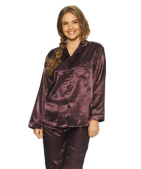 Lady Avenue - LA - Homewear - Cotton & satin Satin Long Sleeve Pyjamas