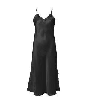 Lady Avenue - LA - Silk Woven Long Nightgown W/Lace
