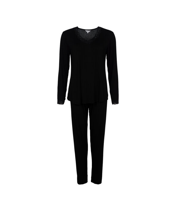 Lady Avenue - Bamboo long sleeve pyjamas with lace