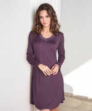Lady Avenue - LA - Silk Jersey Nightgown, Long Sleeve