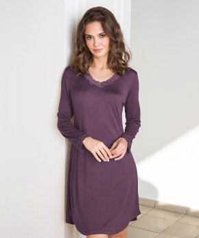 Lady Avenue - LA - Silk Jersey Nightgown, Long Sleeve