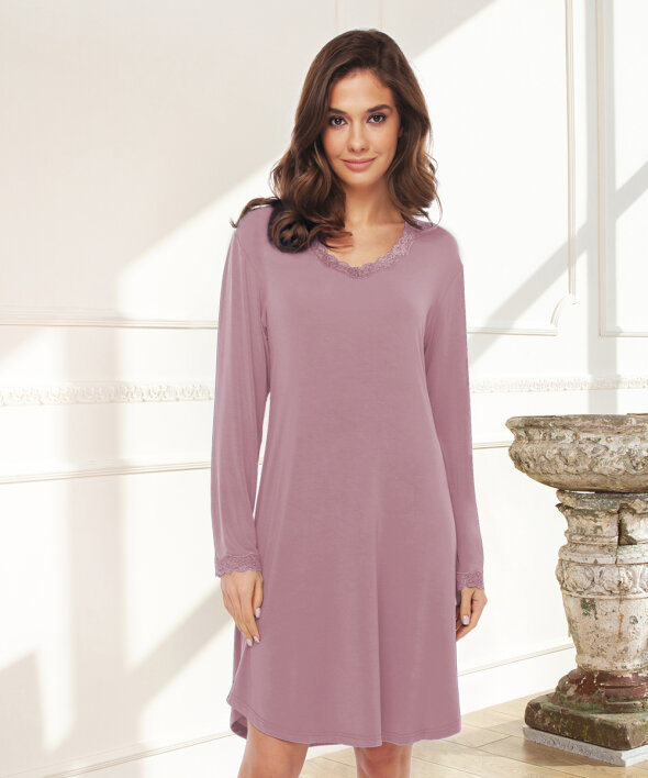 Lady Avenue - Bamboo long sleeve nightdress with l