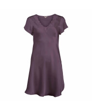 Lady Avenue - Pure Silk Nightgown w.lace, short sleeve