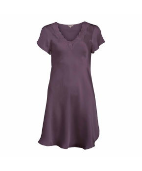 Lady Avenue - Pure Silk Nightgown w.lace, short sleeve