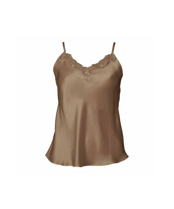 Lady Avenue - Silk Woven Camisole W/Lace