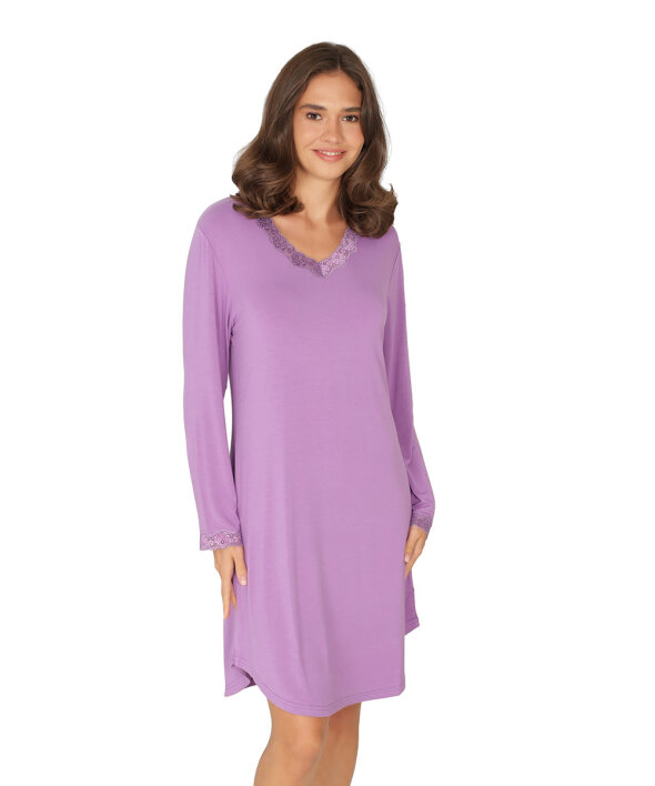 Lady Avenue - Bamboo long sleeve nightdress with l