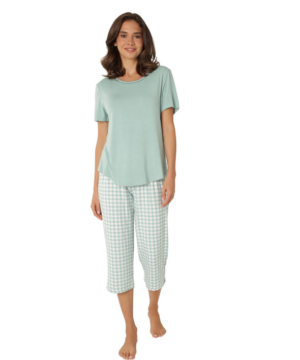 Lady Avenue - LA - Bamboo Homewear Sleeve PJ With Pirate Pants