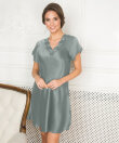 Lady Avenue - Pure Silk Nightgown w.lace, short sleeve