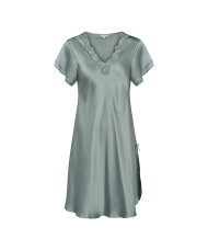 Lady Avenue - Pure Silk Nightgown w.lace, short sleeve